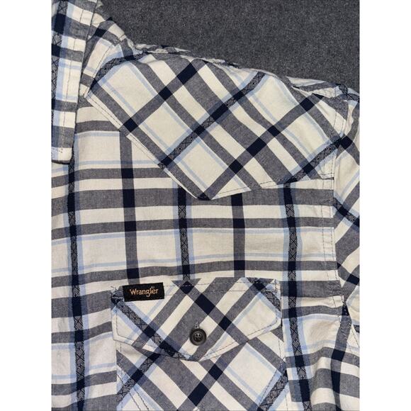Wrangler Button Up Shirt Mens Large Black Plaid Long Sleeve Western Cowboy Ranch - Picture 7 of 11